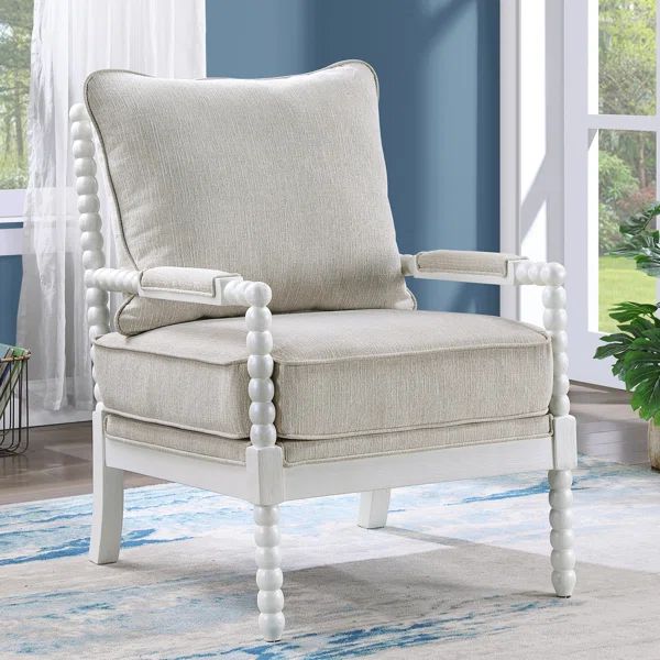 Lorentz Modern Farmhouse Accent Chair 25.5" Wide Chenille with Turned Wood and Solid Frame | Wayfair North America