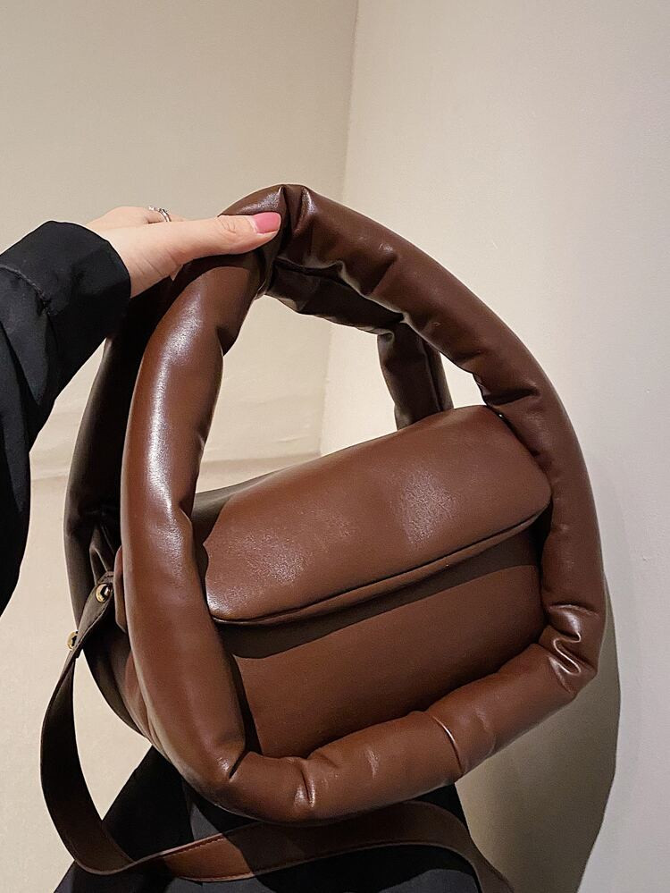 Minimalist Ruched Detail Flap Satchel Bag | SHEIN