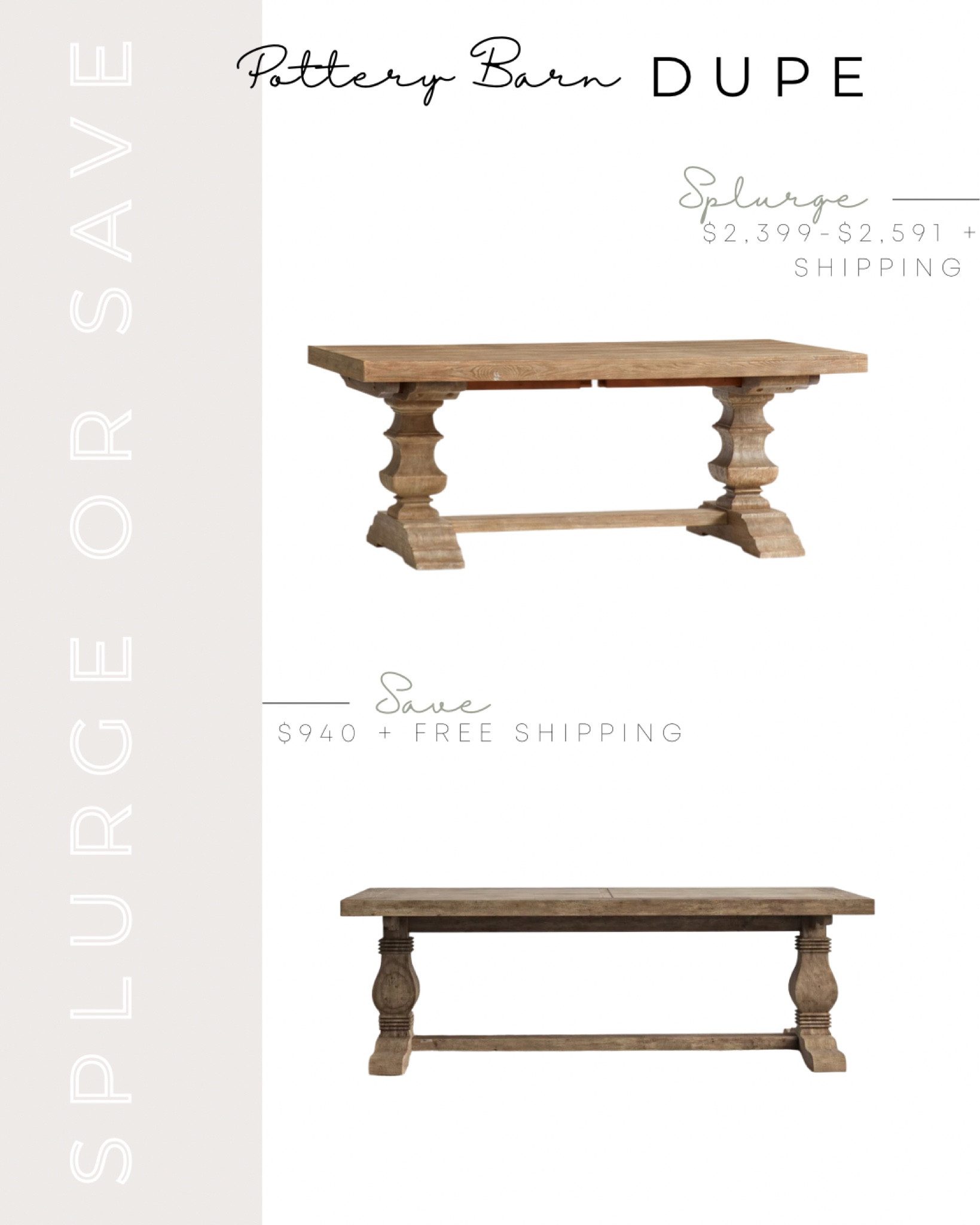 Pottery Barn Banks Dining Table Dupe | Extendable Dining Table | Pottery Barn Dupe | Farmhouse Dining Table | Extendable Farmhouse Dining Table | Farmhouse Extendable Dining Table | Pottery Barn Inspired | Modern Farmhouse Dining Table | Large Gathering Dining Table | Splurge or Save | Banks Dining Table Dupe | Banks Dining Table Lookalike | Birch Lane Dining Table 

#LTKhome #LTKsalealert #LTKxPrime