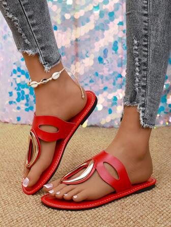 Platte damessandalen, casual zomerpantoffels, comfortabele strandschoenen | SHEIN