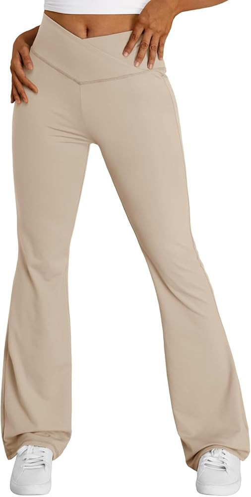 Trendy Queen Flare Leggings for Women Wide Leg Yoga Pants V Crossover High Waisted Bootcut Work P... | Amazon (US)