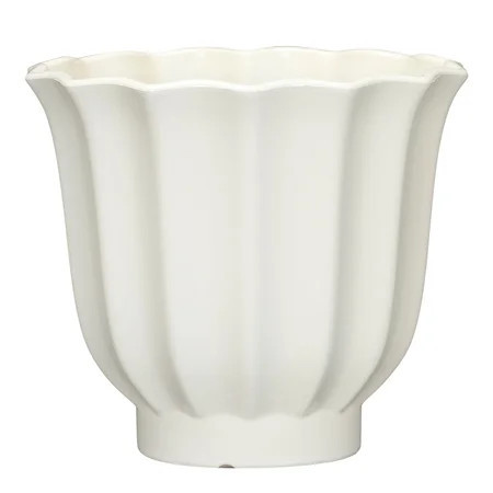 Mainstays Lillian 8" x 8" x 7" Round Vanilla Dream 100% Recycled Resin Planter | Walmart (US)