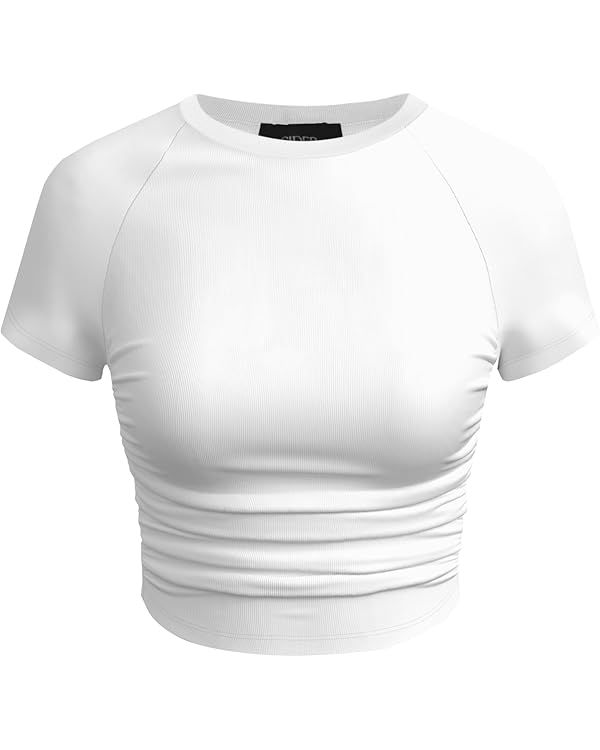 CIDER Jersey Ruched Crop Tee | Amazon (US)