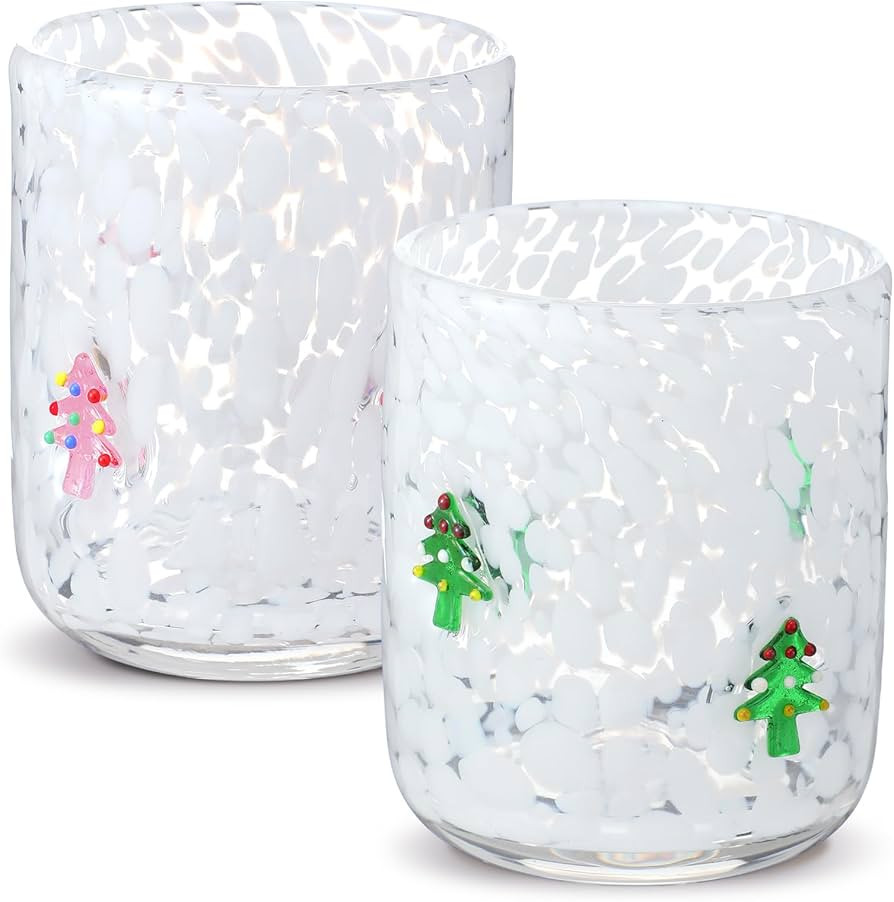 Christmas Icon Juice Glasses, 14oz Christmas Tree Icon Stemless Wine Drinking Juice Glass Cup for... | Amazon (US)