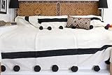 Moroccan Pom Pom Blanket Throw Bedspread, Hand woven with Pure Organic Hand Spun Wool, Cozy Warm Bed | Amazon (US)