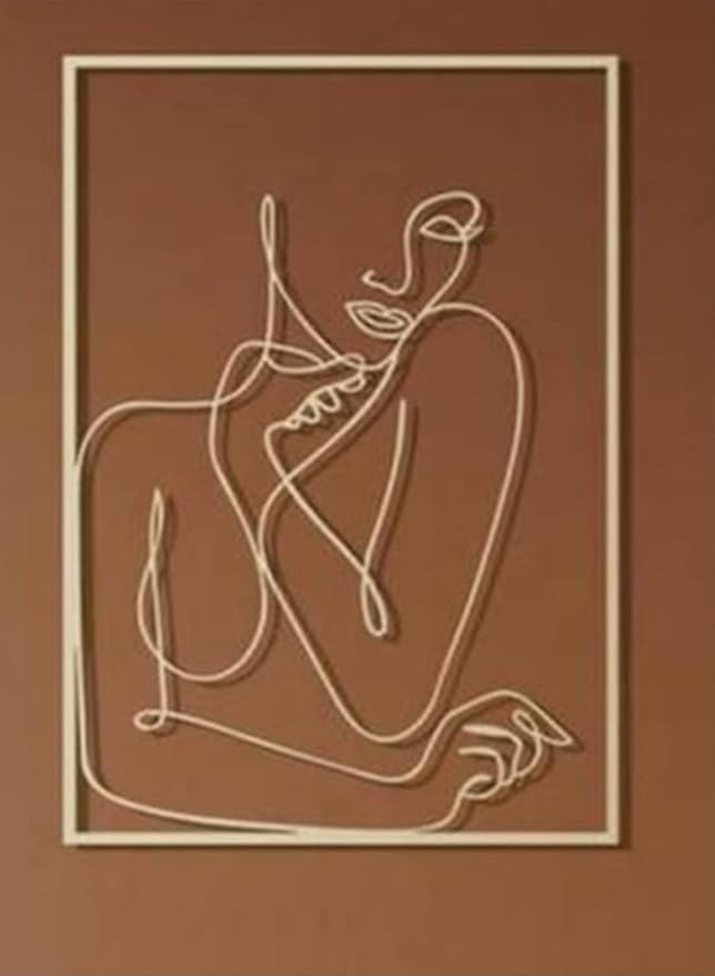 Gold Female Wall Decor Set,Metal Line Art Drawings Woman,Minimalist Nude Single Line Wall Art, Mo... | Amazon (US)