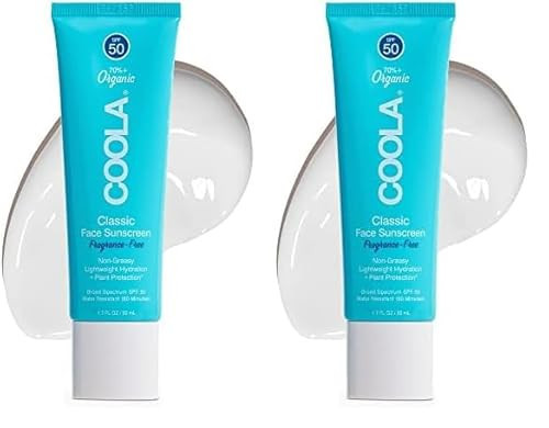 COOLA Organic Face Sunscreen SPF 50 Sunblock Lotion, Dermatologist Tested Skin Care for Daily Protection, Vegan and Gluten Free, Fragrance Free, 1.7 Fl Oz. (Pack of 2) | Amazon (US)