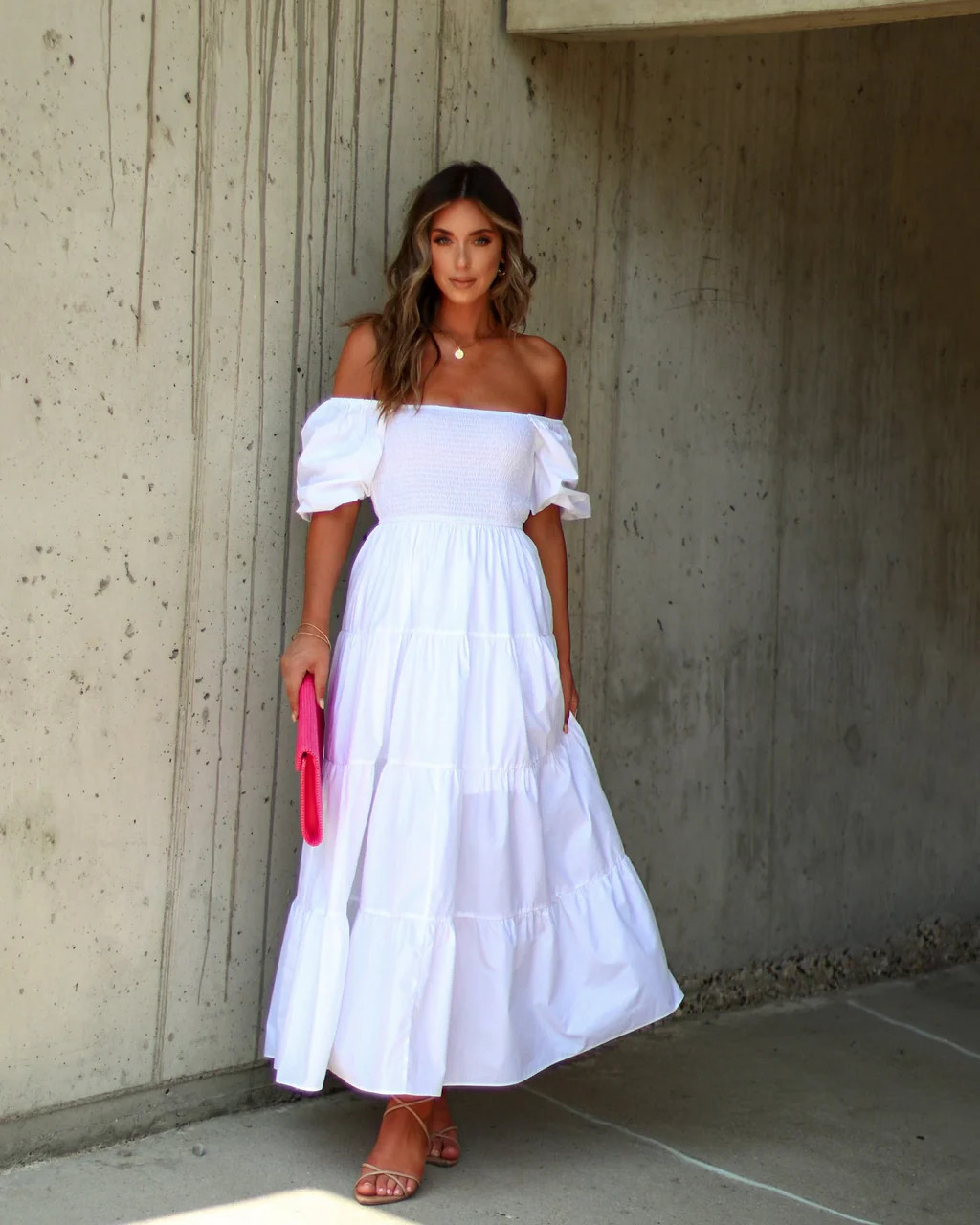 Modena Puff Sleeve Tiered Midi Dress  Off | VICI