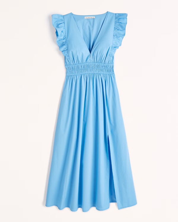 Flutter Sleeve Midi Dress | Abercrombie & Fitch (US)