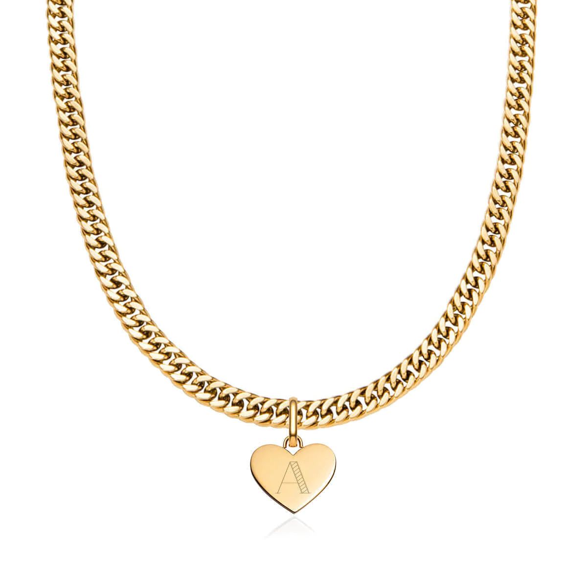 Heart Curb Chain Necklace (Gold) | Abbott Lyon