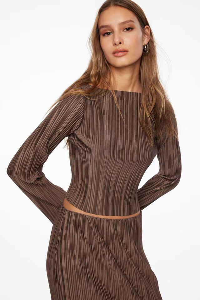 Plissé Long Sleeve Top | Dynamite Clothing