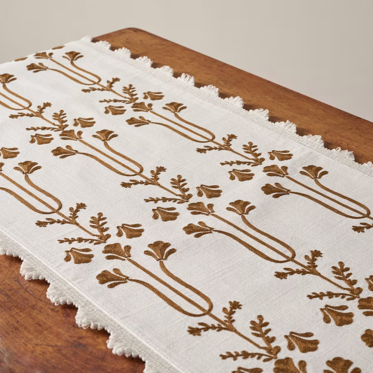 Tulip Embroidered Table Runner | Magnolia