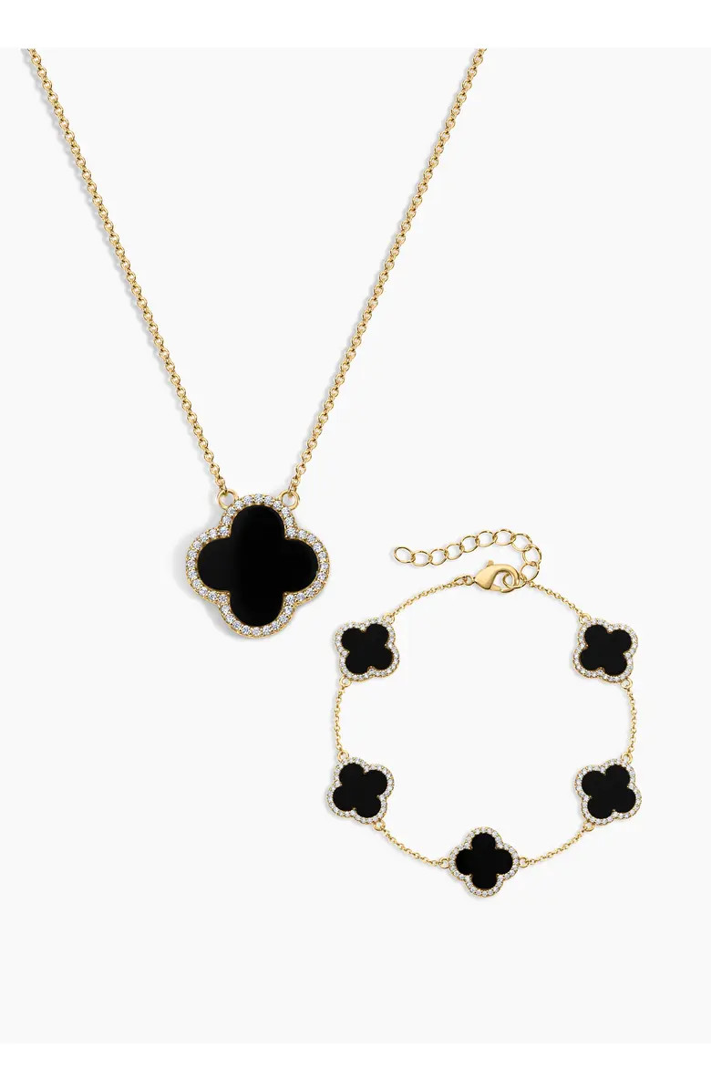 Icon Black Clover Bracelet and Necklace - Set of 2 | Nordstrom