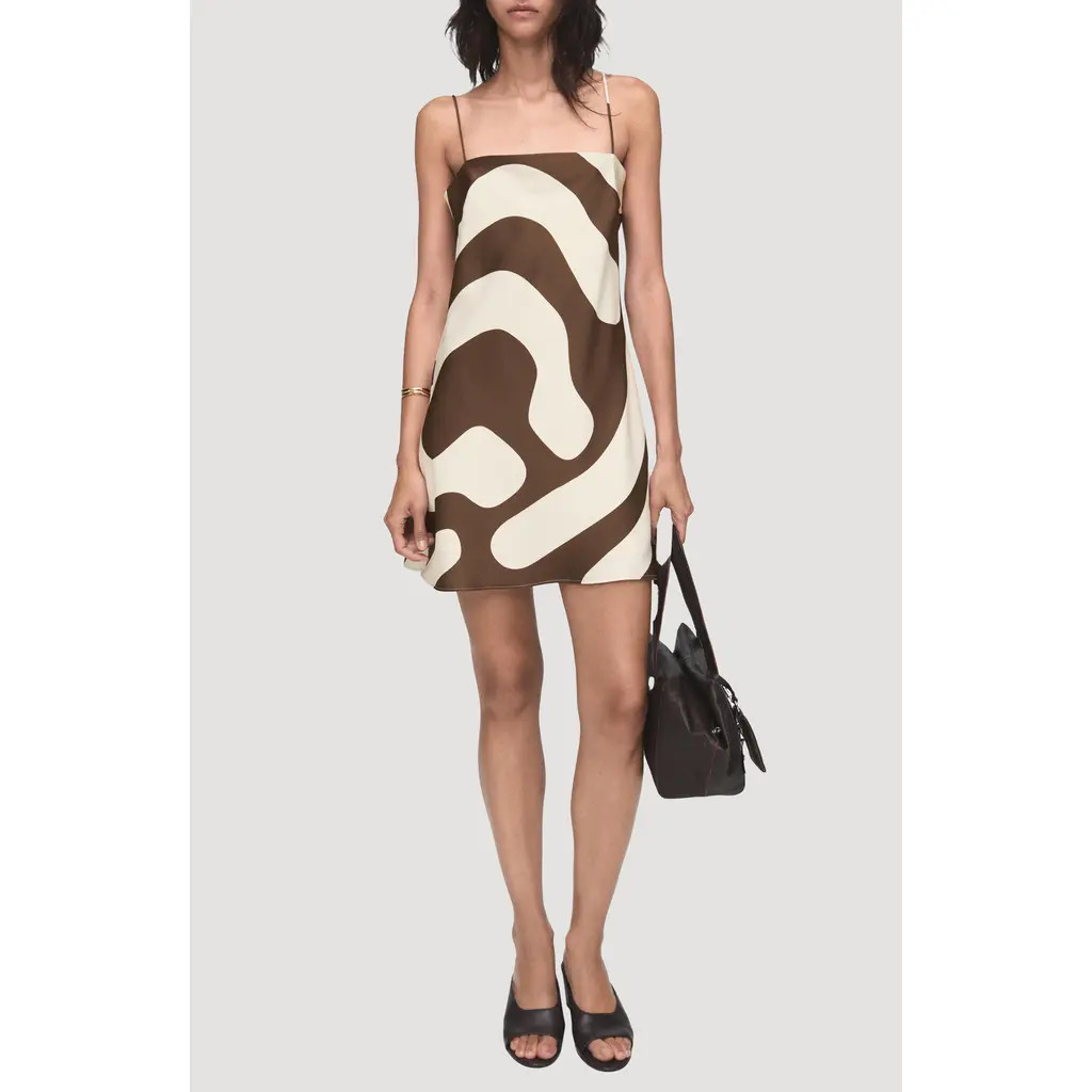 MANGO Just Print Sleeveless Minidress in Brown at Nordstrom, Size 6 | Nordstrom