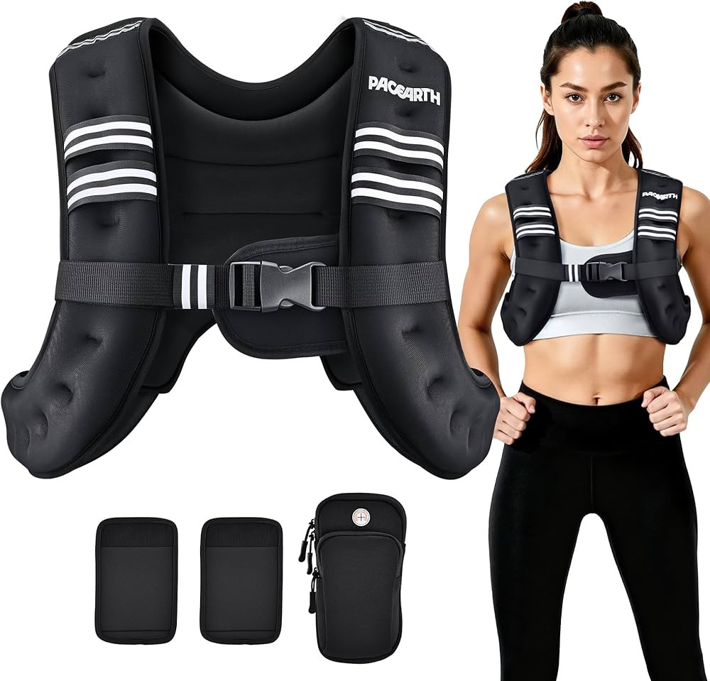 PACEARTH Weighted Vest,6lb/8lb/10lb/12lb/16lb/20lb/25lb/30lb Weight Vest with Reflective Stripe, ... | Amazon (US)