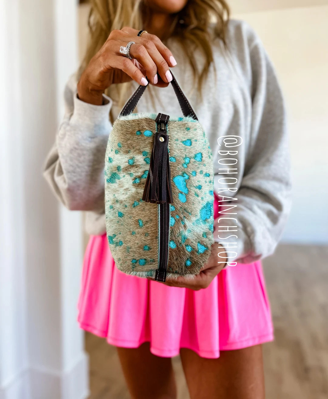 COWHIDE TOILETRY BAG Genuine Hair on Hand Tooled Leather - Etsy | Etsy (US)