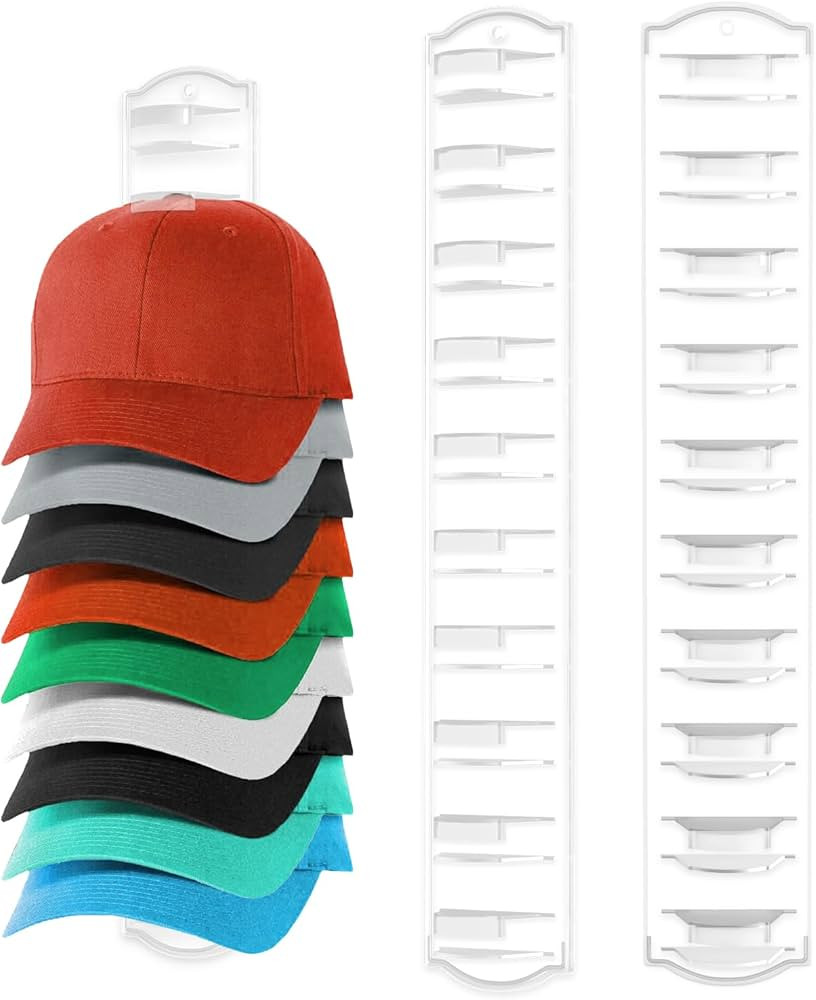 Hat Organizer for Baseball Caps on the Wall, Adhesive Hanging Hat Storage Rack, Ball Cap Hooks Di... | Amazon (US)