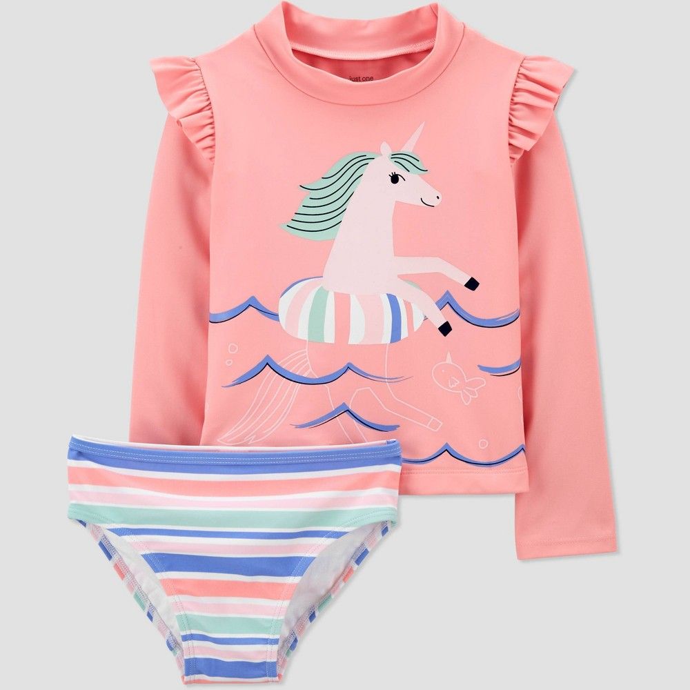 Toddler Girls' Unicorn Long Sleeve Rash Guard Set - Just One You made by carter's Pink 18M | Target
