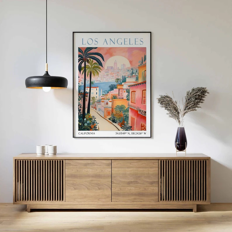 Los Angeles Travel Print, Los Angeles Travel Poster, California Wall Art, California Travel Decor... | Etsy (US)