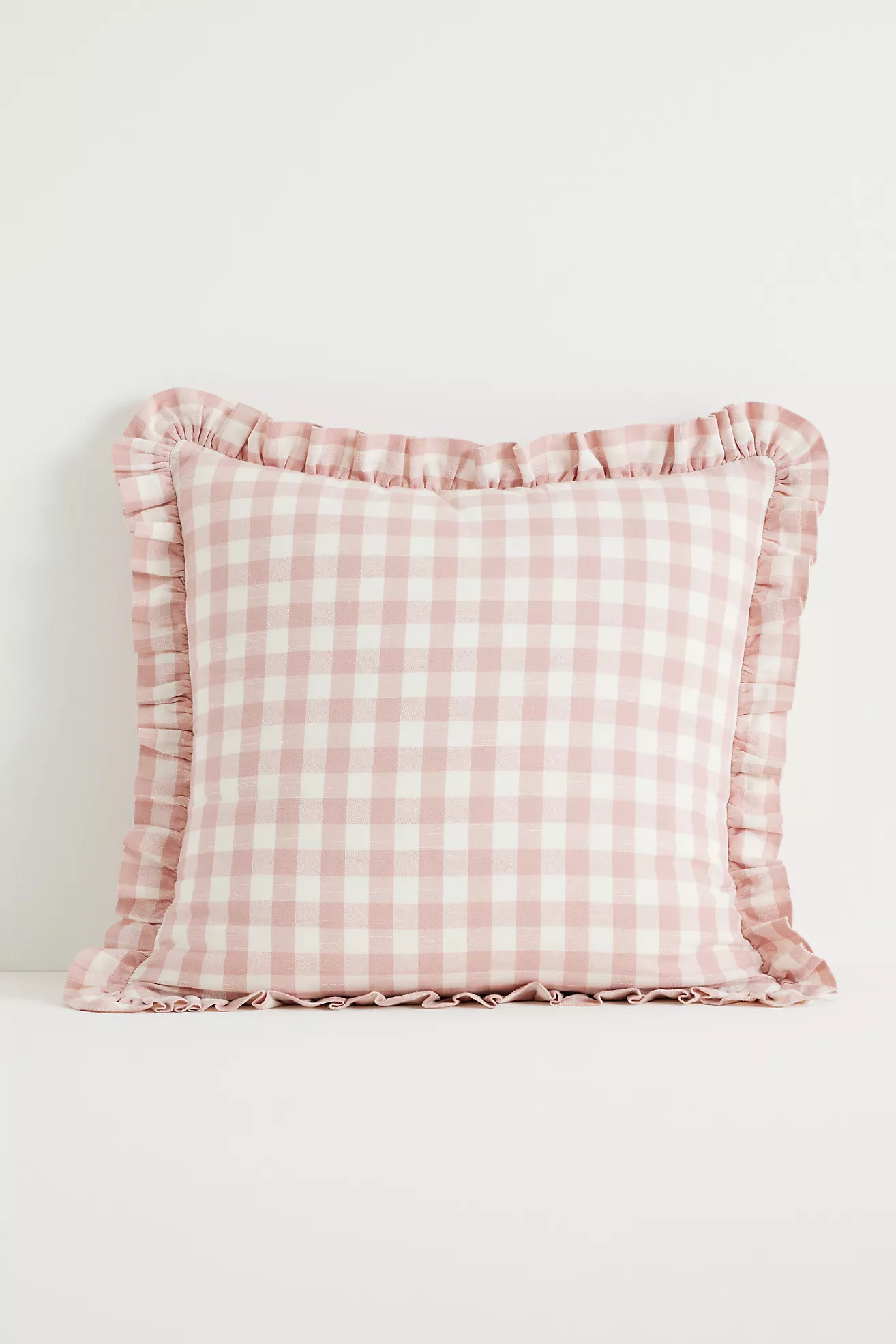 Ana Cotton Gingham Printed Ruffle Pillow | Anthropologie (US)