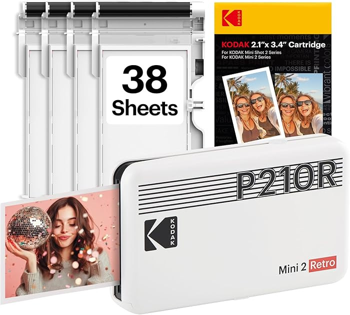 KODAK Mini 2 Retro 2x3 Portable Photo Printer, 38 Sheets, Bluetooth Smartphone Printer for iPhone... | Amazon (US)