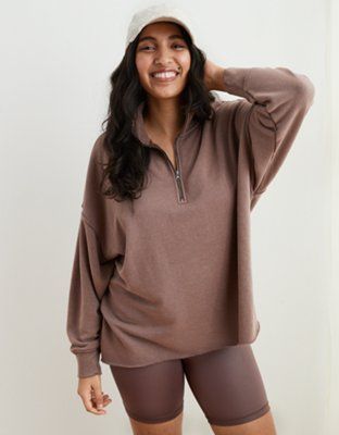 Aerie Sunday Soft Quarter Zip Sweatshirt | American Eagle Outfitters (US & CA)