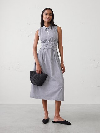 Poplin Wrapped Midi Shirtdress | Banana Republic Factory