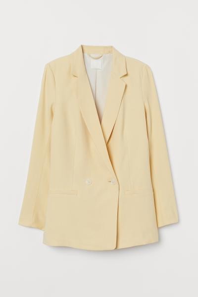 Double-breasted Jacket - Light yellow - Ladies | H&M US | H&M (US + CA)