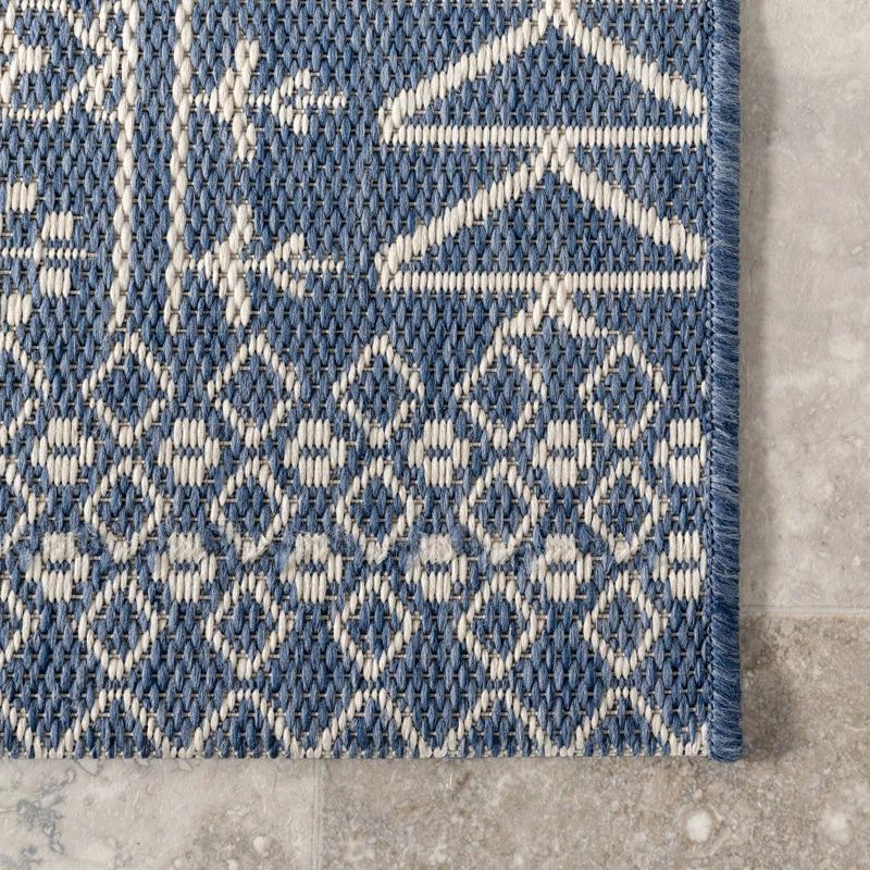 Royalston Power Loom Tribal Blue Indoor/Outdoor Patio Rug | Wayfair North America