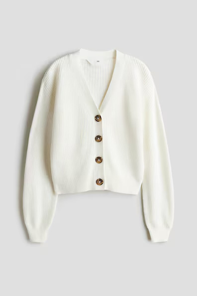 H & M - Rib-Knit Cardigan - White | H&M (US + CA)