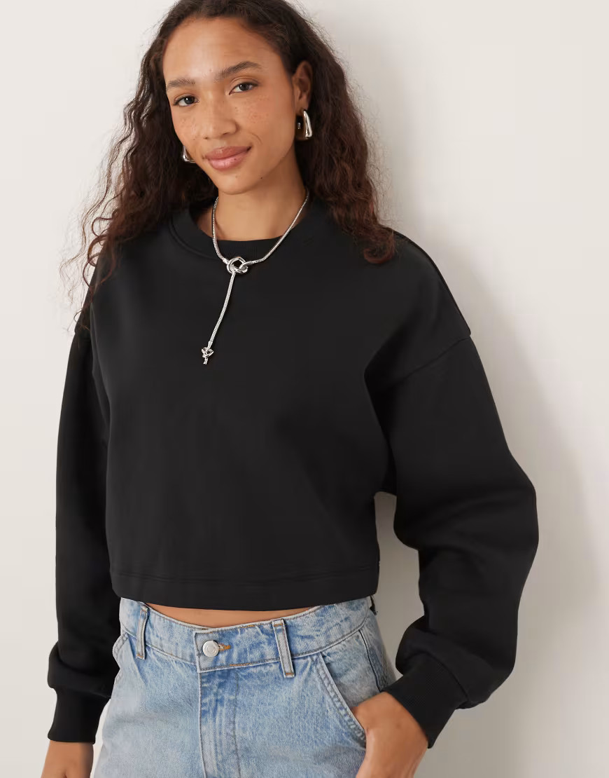 JJXX cropped oversized sweatshirt in black | ASOS (Global)