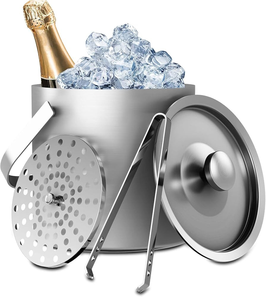Sunmeyke Small Ice Bucket for Parties and Cocktail Bar(1.7 Quarts), Stainless Steel Insulated Min... | Amazon (US)