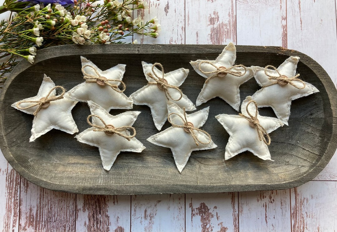 Rustic Neutral Fabric Stars Christmas Neutral Decor Primitive Fabric Star - Etsy | Etsy (US)