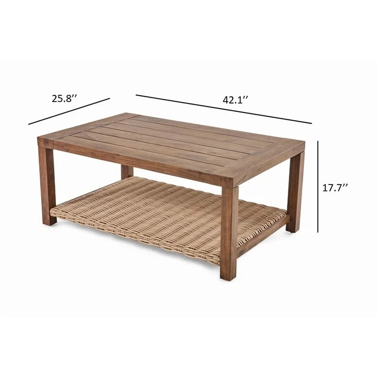 Better Homes & Gardens Bellamy Outdoor 1pc Patio Coffee Table, Tan Wicker | Walmart (US)