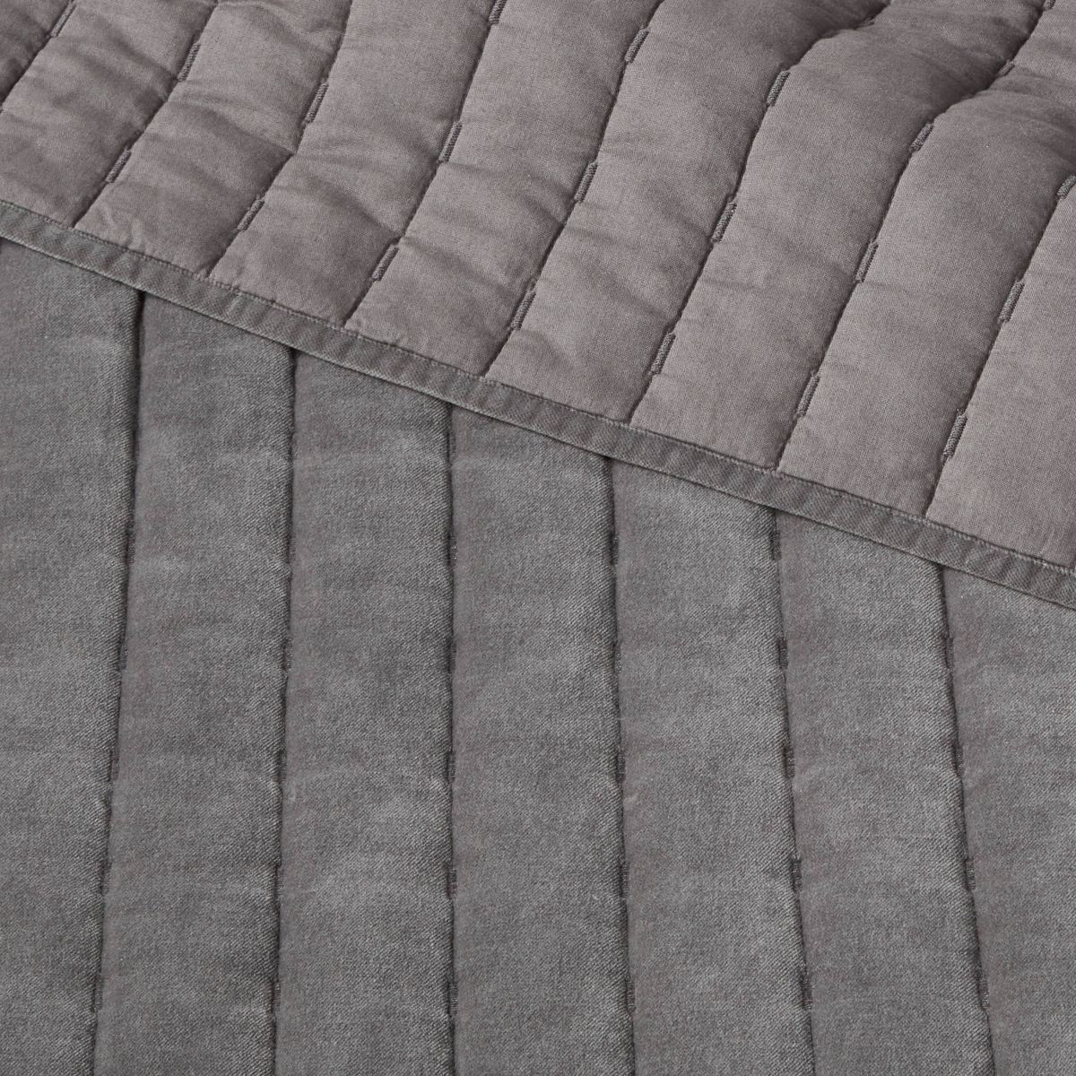 King Channel Stitch Velvet Quilt Charcoal - Threshold™: Cotton Backing, Year Round Comfort, Mac... | Target