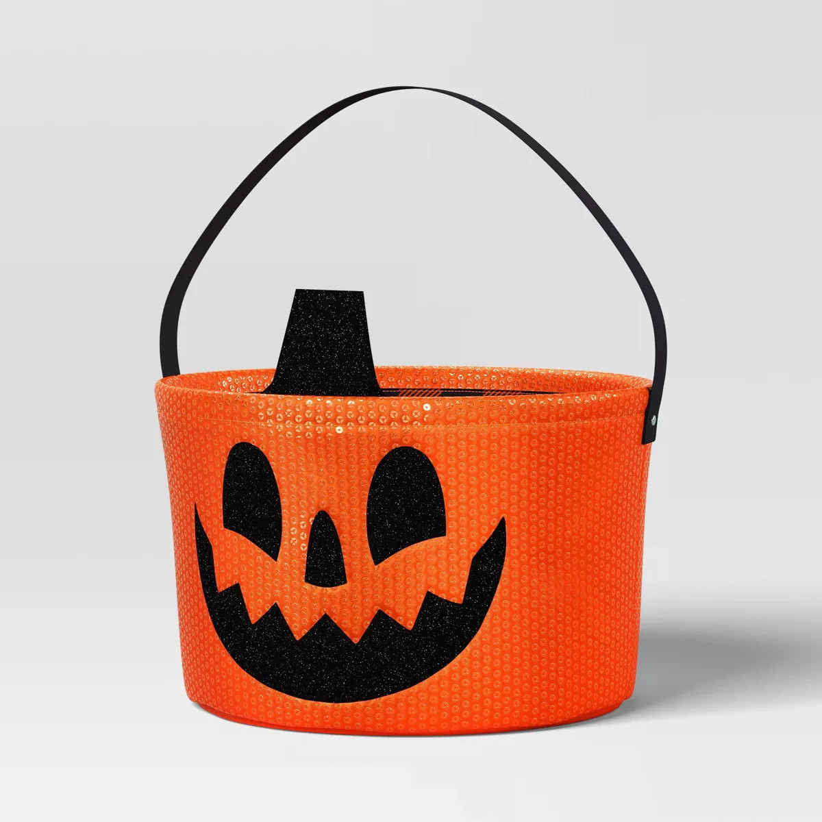 7.5" Sequin Pumpkin Trick or Treat Fabric Basket Orange/Black - Hyde and EEK! Boutique™ | Target