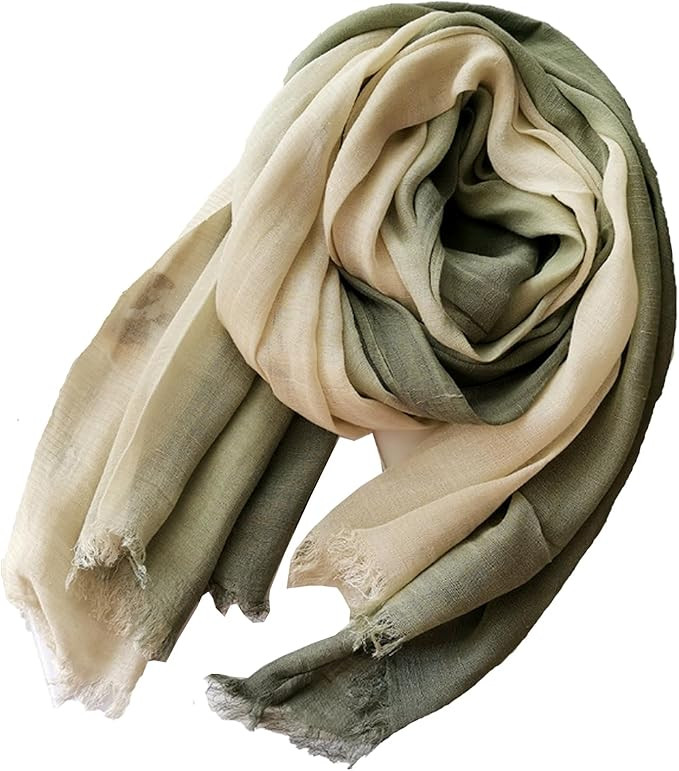 Cotton Linen Fashion Scarf,Gradient Two-tone Four Season Scarf Shawl Beach Gauze,Long Lightweight... | Amazon (US)