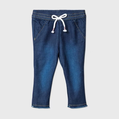 Baby Girls' Raw Edge Hem Long Denim - Cat & Jack™ Medium Wash 0-3M | Target