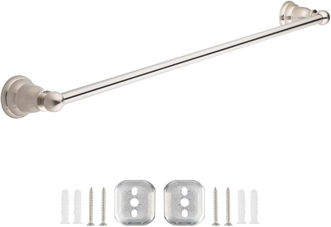 Amazon Basics Classic Towel Bar Rack - 24-Inch, Satin Nickel | Amazon (US)