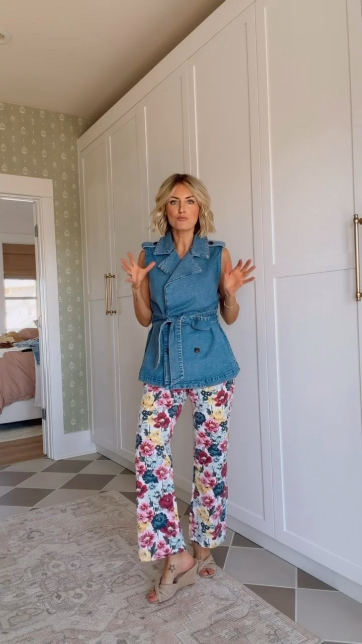 This belted denim vest paired with these floral jeans looks so elevated while remaining casual! Such a great price and currently on sale, definitely grab these while you can! Wearing XS/S in vest and 2 in jeans

Loverly grey, Ann Taylor, spring outfits, floral jeans outfit, spring work outfit ideas, summer modest outfits, sale women’s fashion, workwear style

#LTKWorkwear #LTKSaleAlert #LTKSeasonal