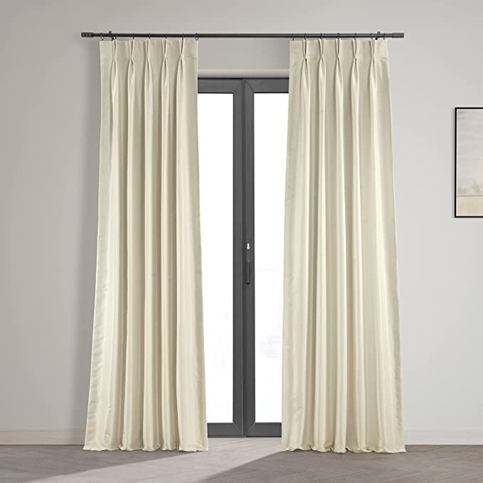 Amazon.com: HPD Half Price Drapes Pleated Faux Silk Blackout Curtains For Bedroom Vintage Texture... | Amazon (US)