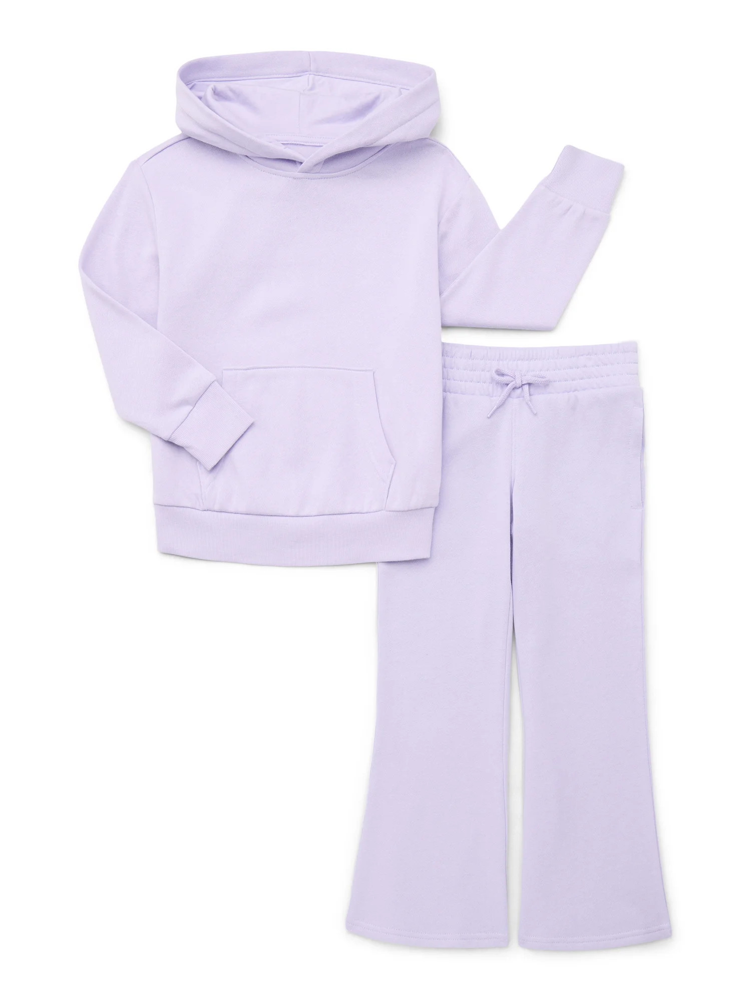 Wonder Nation Girls Fleece Hoodie and Flare Pants Set, 2-Piece, Sizes 4-18 & Plus | Walmart (US)