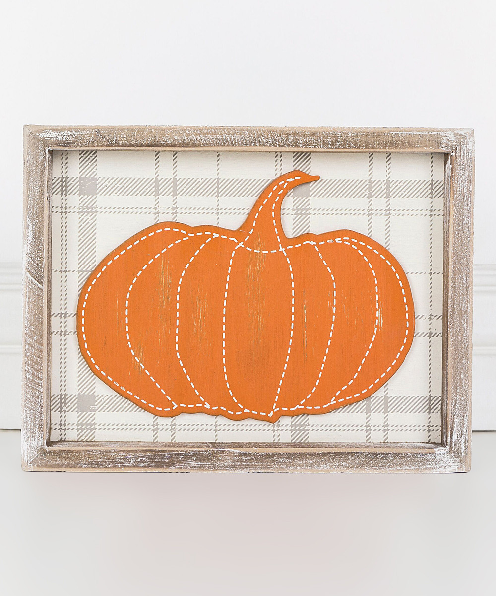 Adams & Co. Block Signs - White & Orange Pumpkin Box Sign | Zulily