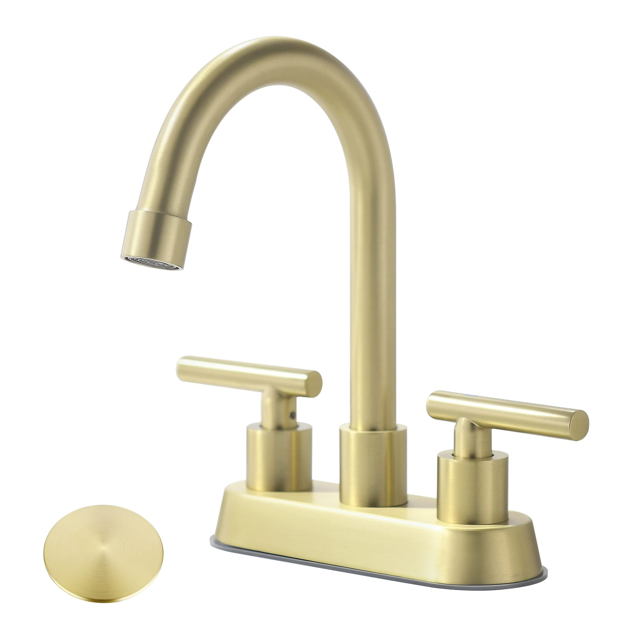 Gold Bathroom Faucet, Brushed Gold Bathroom Faucet with 2-Handle Bathroom Sink Faucet 4 Inch Centers | Amazon (US)