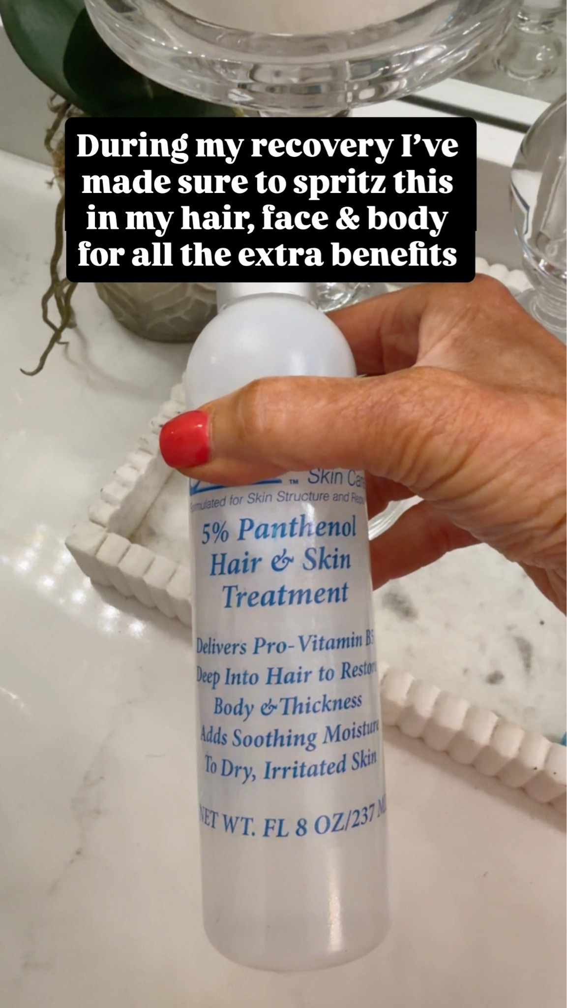 I spray this in my wet hair before applying other products.  I also spray on my face on body after a shower & through the day for a pick me up.

#LTKdayinmylife #LTKvlog #LTKOver40