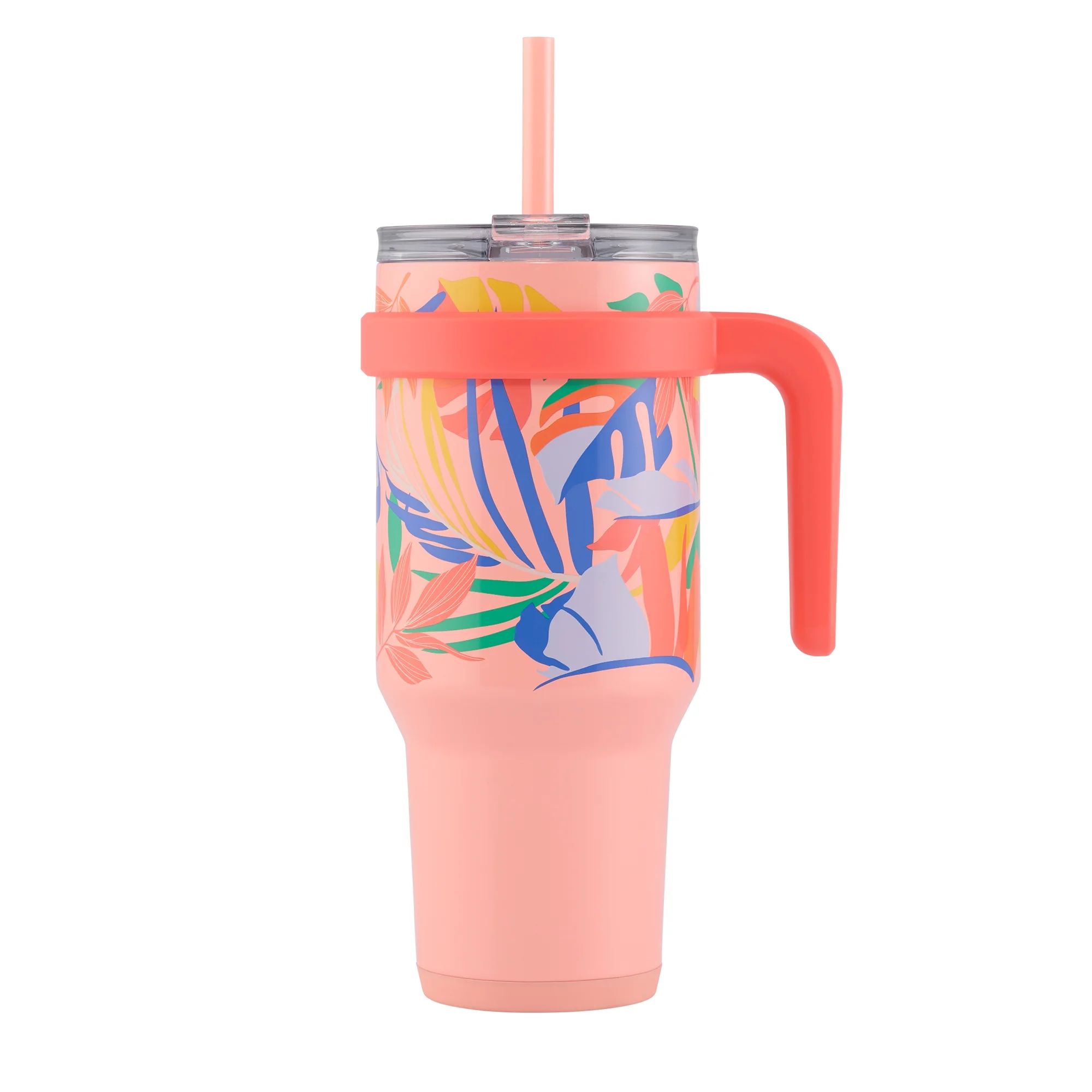 Reduce Slim Cold1 Tumbler - Straw, Lid & Handle. Insulated Stainless Steel 40oz, Peachy Tropics | Walmart (US)