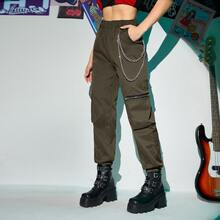 Zipper Chain Cargo Pants | SHEIN