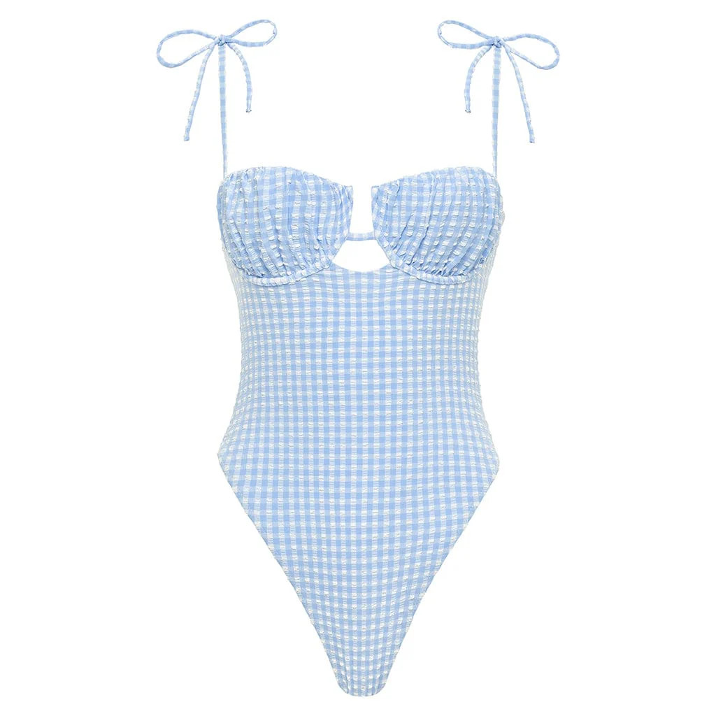 Peri Micro Gingham Petal One-Piece | Montce