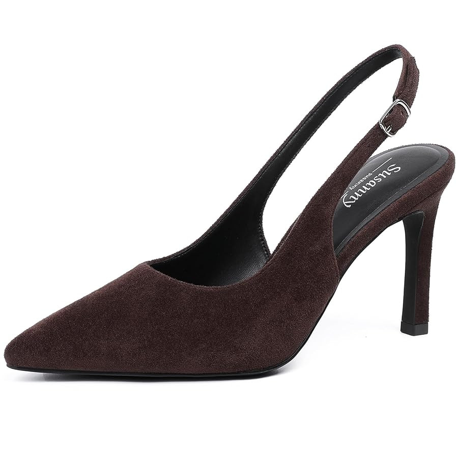 Susanny Women's Slingback High Heels Stiletto Pointed Closed Toe Kitten Sexy Heeled Pumps Ankle S... | Amazon (US)