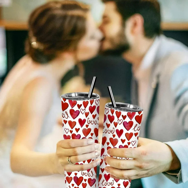 valentine Heart tumbler mug cup with Lid and Straw,Valentine''s Day Gifts for Wife Girlfriend Bri... | Walmart (US)